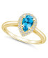 ფოტო #1 პროდუქტის Blue Topaz (1 ct. t.w.) and Diamond (1/5 ct. t.w.) Halo Ring in 14K Yellow Gold