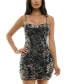 Фото #1 товара Juniors' Floral Sequin Sleeveless Bodycon Dress