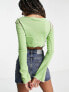 Daisy Street long sleeve rib crop top with contrast overlocking