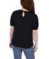 ფოტო #2 პროდუქტის Petite Size Short Puff Sleeve Top with Lace