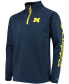 Men's Navy Michigan Wolverines Terminal Tackle Fleece Raglan Omni-Shade Quarter-Zip Jacket