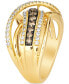 ფოტო #4 პროდუქტის Nude Diamond™(1/2 ct. t.w.) & Chocolate Diamond®(1/2 ct. t.w.) Crossover Statement Ring in 14k Gold