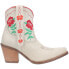 Dingo Play Pretty Embroidered Floral Snip Toe Cowboy Booties Womens Off White Ca