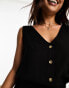 Vero Moda button through sleeveless mini dress in black