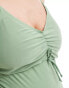 Mamalicious Maternity swimsuit in sage green Голубой, XS - фото #3