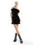 COLLUSION velvet off the shoulder mini dress in black