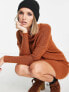 Фото #4 товара Only Petite roll neck mini knitted dress in rust
