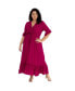 Фото #1 товара Women's Plus Size V-Neck Tie Front Nicole Maxi Dress