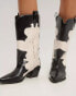 Фото #1 товара NA-KD leather western boots in black and white