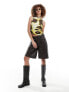 Basic Pleasure Mode face print open back vest in yellow