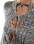 Фото #2 товара Reclaimed Vintage ribbed knitted dress with bow details in grey