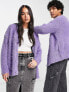 COLLUSION Unisex knitted textured boxy cardigan in purple