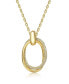 ფოტო #1 პროდუქტის 14k Gold Plated Sterling Silver with Cubic Zirconia Double Entwined Oval Eternity Circle Pendant Necklace