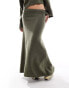 Фото #2 товара ASOS DESIGN knitted a line maxi skirt co-ord in khaki