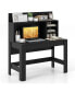 Home Office Computer Desk Study Table Writing Workstation Hutch Cable Hole Black