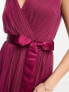 Anaya wrap front maxi tulle dress in red plum