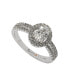 ფოტო #1 პროდუქტის Suzy Levian Sterling Silver Oval Cut White Cubic Zirconia Halo Engagement Ring