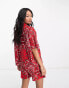 ASOS DESIGN oversized shirt co-ord in red bandana print