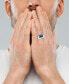 ფოტო #2 პროდუქტის EFFY® Men's London Blue Topaz (4-1/2 ct. t.w.) & White Topaz (1/3 ct. t.w.) Rectangular Halo Ring in Sterling Silver