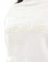 4th & Reckless Plus exclusive embossed boucle 4th Avenue NY logo sweatshirt co-ord in cream Бежевый, XXL - EU 42 - фото #3