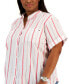 Фото #3 товара Plus Size Cotton Striped Camp Shirt