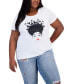 ფოტო #1 პროდუქტის Trendy Plus Size Butterfly Afro Hair Graphic T-Shirt