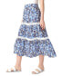Фото #3 товара Women's Floral-Print Lace-Trimmed Tiered Pull-On Midi Skirt