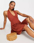 Фото #4 товара Influence Petite halter neck beach dress in brown