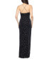 Juniors' Faux Pearl Beaded Velvet Sweetheart-Neck Gown