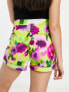 Morgan high waist tailored short in lime smudge print