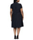 ფოტო #2 პროდუქტის Plus Size Short Sleeve Rouched Wrap Dress