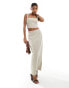 Kaiia tailored square neck structured top co-ord in beige