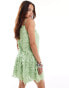 YAS textured cami swing mini dress in green - LGREEN Stilles Grün, XS - фото #3