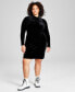 ფოტო #1 პროდუქტის Plus Size Mock-Neck Crushed-Velvet Dress