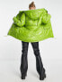 Neon & Nylon hooded vinyl padded coat in lime