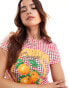 ASOS DESIGN baby tee with florida orange graphic in gingham print