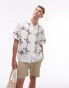 Фото #1 товара Topman short sleeve relaxed embroidered floral shirt in white