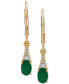 ფოტო #1 პროდუქტის Emerald (7/8 ct. t.w.) & Diamond (1/20 ct. t.w.) Drop Earrings in 10k Gold