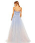 Women's Strapless Feather Hem Tulle Gown