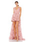 ფოტო #1 პროდუქტის Women's High Low Tiered Gown With Built In Bodysuit