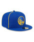 Фото #2 товара Men's Royal Golden State Warriors Piped and Flocked 59Fifty Fitted Hat