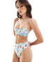 ASOS DESIGN skinny crop bikini top in western print