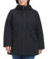 ფოტო #1 პროდუქტის Plus Size Hooded Stand-Collar Quilted Coat