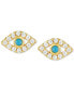 Фото #1 товара 14k Gold-Plated Evil Eye Stud Earrings