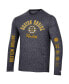 ფოტო #3 პროდუქტის Men's Heather Black Distressed Boston Bruins Multi-Logo Tri-Blend Long Sleeve T-shirt