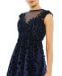 Фото #3 товара Women's Embellished Illusion High Neck Cap Sleeve Midi Dress