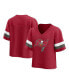 ფოტო #1 პროდუქტის Women's Red Tampa Bay Buccaneers Established Jersey Cropped V-Neck T-shirt