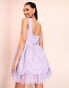 ASOS LUXE embroidered corset exaggerated tulle mini dress in purple 34 - фото #6