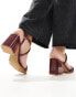 SEQWL mid block heel sandals in burgundy