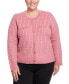 Фото #1 товара Plus Size Lurex Mixed Stitched Cardigan Sweater